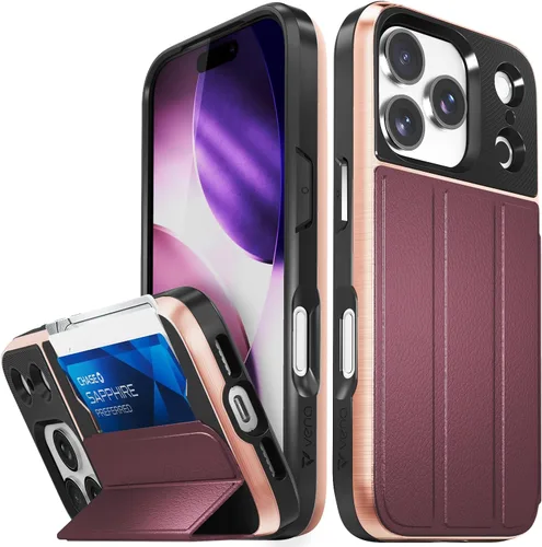 Vista 39 de VENA vCommute - Funda tipo cartera para iPhone 15, [protección contra caídas de grado militar] Funda de cuero con ranura para tarjetas con soporte