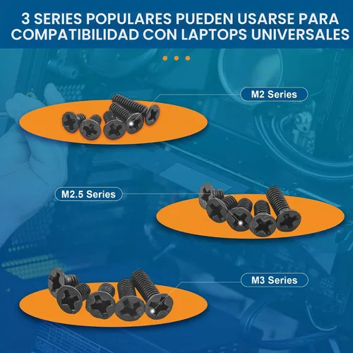 Vista 3 de Nindejin - Kit de tornillos para computadora portátil, M2, M2.5, M3, avellanados, cabeza plana, Phillips, juego de tornillos mini para reparación