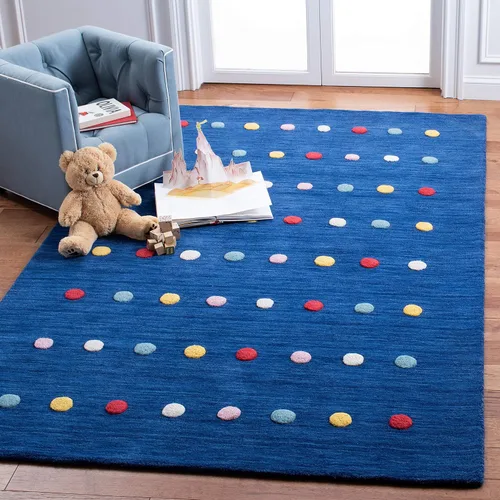 Vista 11 de SAFAVIEH Colección Kids - Alfombra de pasillo de 2 pies 3 pulgadas x 6 pies, marfil, lana de lunares hecha a mano, ideal para zonas de alto tráfico