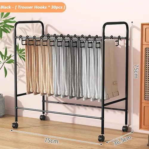 Vista 2 de Slide Out Pants Rack Closet Hanger Bar Pull Trousers Tie Belts Scarf Racks Top Mounted Wardrobe Clothes for Closet Retractable,Space-Saving Rolling