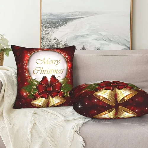 Vista 6 de Fundas de Almohada Flor de Pascua Dorada Copo de Nieve Navidad Xmas Juego de 2 Fundas de Almohadas Cuadradas Funda de Cojín Fundas de Almohadas