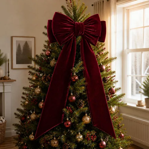 Vista 11 de Arco gigante de terciopelo para decoración de árbol de Navidad, 39 x Negro