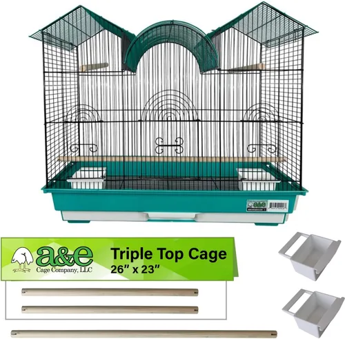 Vista 9 de A&E Cage Co - Jaula para pájaros con triple parte superior para periquitos