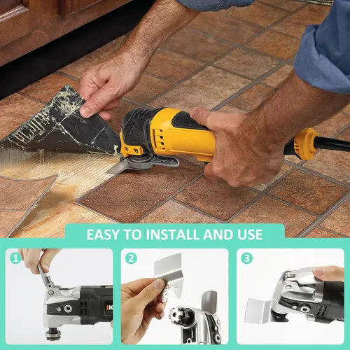 Vista 6 de 15 cuchillas de raspador oscilantes para quitar calafatear, sellador adhesivo, pintura, cuchillas oscilantes multiherramienta compatibles