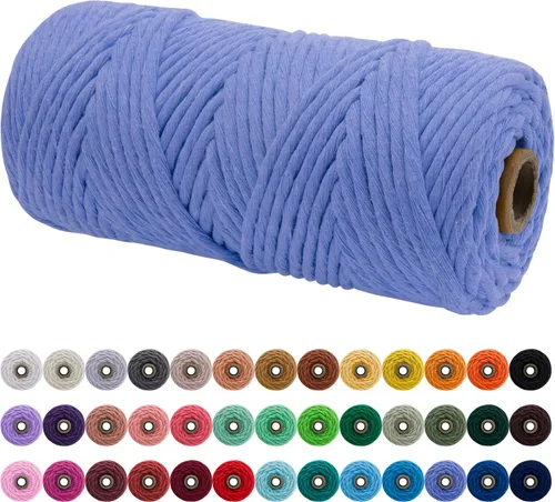 Vista 126 de JeogYong Cordón de macramé de un solo hilo 3 mm x 109 yardas (328 pies) Cuerda de algodón suave Hilo de macramé de 3 mm, suministros de macramé