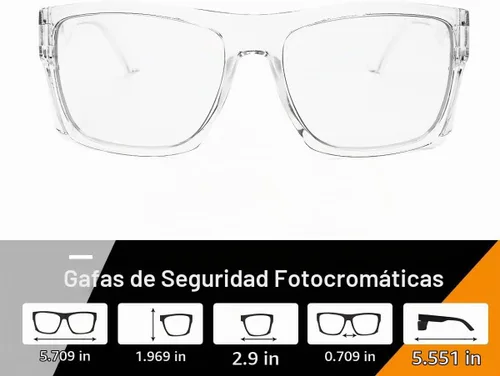 Vista 5 de Vidrio de seguridad de transición con ANSI Z87+ImpactApproved Wraparound&Anti Bluelight UV400