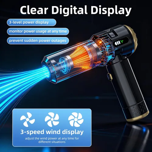 Vista 3 de Sycoodeal Aspiradora de mano para automóvil, 25000 PA, fuerte succión ciclónica, portátil, mini aspiradora inalámbrica con pantalla digital, ligera
