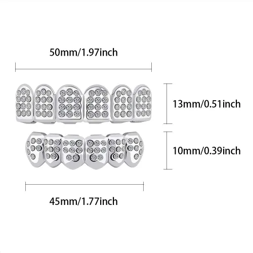 Vista 2 de JINAO Tapas de dientes con circonita cúbica chapada en oro de 14 quilates, con acabado de hip hop, brillantes y doradas, para hombres y mujeres
