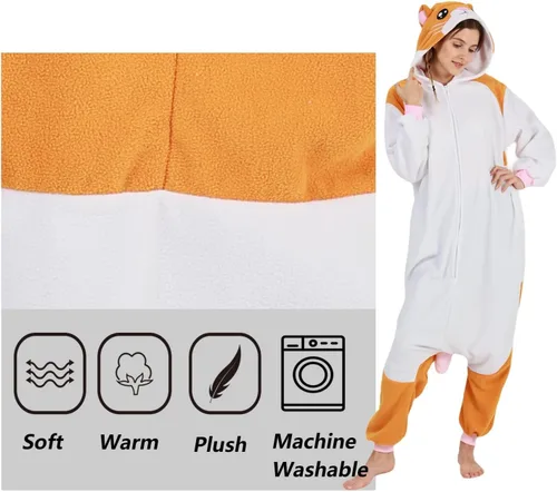 Vista 5 de SimZoo Adult Animal Onesie Pajamas, Men and Women's Animal Cosplay Costume Sleepwear, One-Piece Unisex Homewear