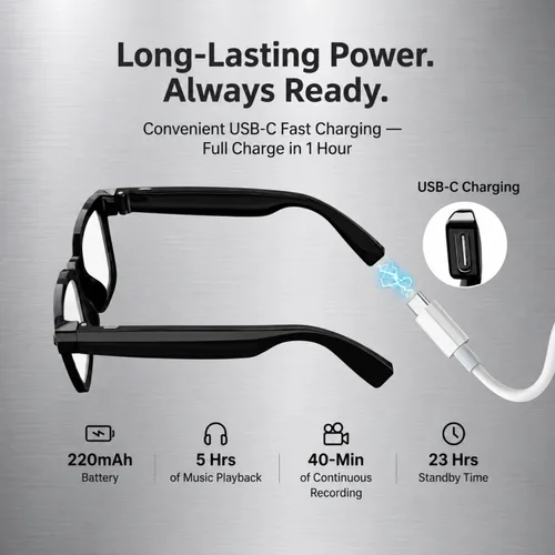 Vista 14 de AI Smart Glasses with Camera, 8MP HD Camera Glasses with Bluetooth