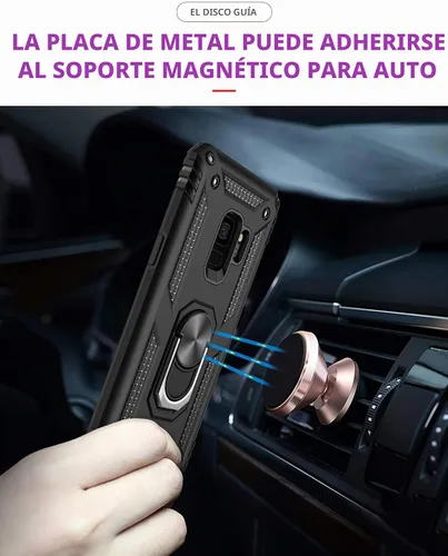 Vista 4 de Androgate Funda para Samsung Galaxy S9 con Protectores de Pantalla HD, Soporte Kickstand con Anillo de Metal de Grado Militar Probado Resistente a