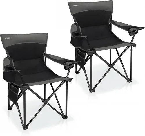 Vista 7 de Sillas de camping portátiles de gran tamaño, sillas plegables para exteriores con bolsillo y portavasos, bolsa de transporte para camping, portones