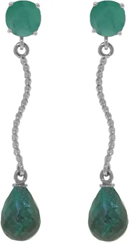Vista 3 de Galaxy Gold GG Aretes colgantes de oro macizo de 14 quilates con esmeraldas, Metal Gema, Esmeralda