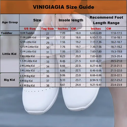 Vista 4 de VINIGIAGIA Zapatos de animación blancos para niños y niñas, para competición de porristas, atletismo, caminar, tenis, deportes, gancho y bucle