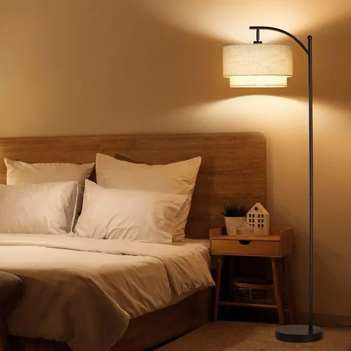 Vista 6 de Lámparas de pie SUNMORY para sala de estar con bombilla LED de 12W, lámpara de pie de arco con 3 temperaturas de color, lámparas de pie modernas