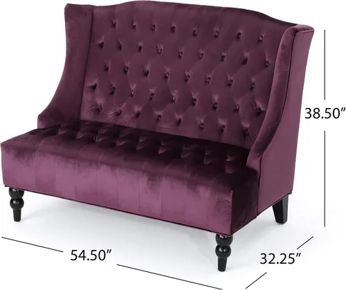 Vista 11 de Christopher Knight Home GDFStudio Leona Modern Glam - Sofá biplaza de terciopelo copetudo, pasas y marrón oscuro