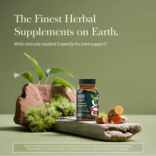 Vista 2 de Gaia Herbs Turmeric Supreme Joint Health - Suplemento de apoyo articular con pepino, quercetina, pimienta negra, raíz de jengibre, curcuminoides
