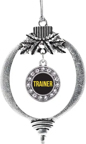 Vista 66 de Inspired Silver - Adorno con dije de cara de carlino - Adornos navideños de círculo de plata con joyas de circonita cúbica