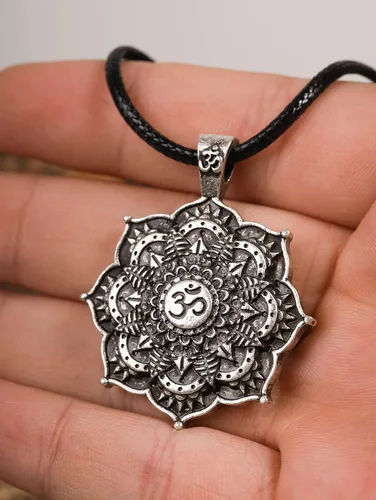 Vista 4 de HAQUIL Mandala Flower of Life Necklace, Buddhist Lotus Flower Mandala Pendant, Mandala Jewelry Gift for Women Men