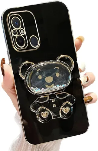Vista 87 de Miagon Bear - Funda con soporte para espejo para Xiaomi Redmi A1, Quicksand Glitter Electroplated Soft TPU Protector Slim a prueba de golpes