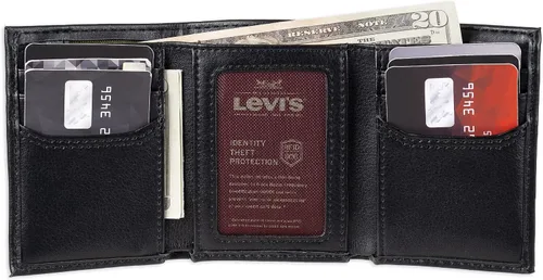 Vista 5 de Levis Mens Trifold Wallet-Sleek and Slim Includes Id Window and Credit Card Holder