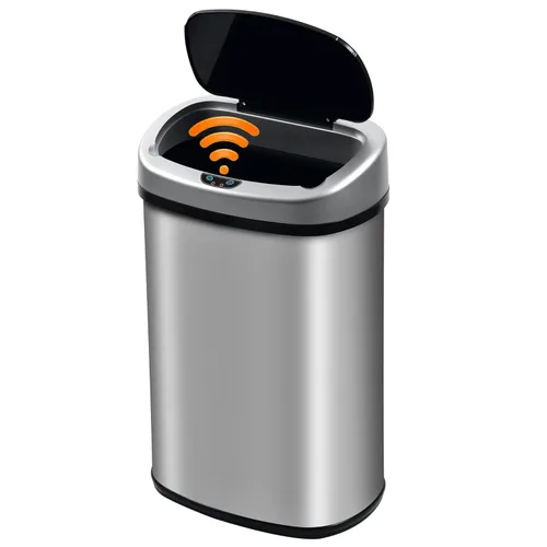 Vista 9 de Cubo de basura de 13 galones con tapa, sensor de movimiento, cubo de basura de cocina, material plástico impermeable y a prueba de desorden