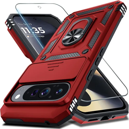 Vista 38 de Janmitta - Funda compatible con Google Pixel 9 Pro XL con cubierta deslizante para lente de cámara incorporada + protector de pantalla + soporte