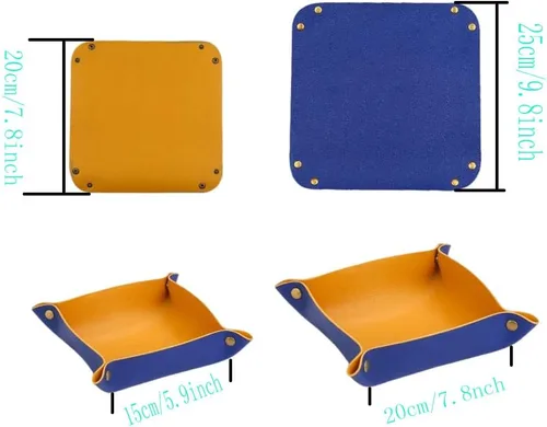Vista 2 de Sutfmwe Bandeja de cuero para joyas, elegante bandeja organizadora de viaje plegable para mujeres y hombres, bandeja de cuero para cartera, bandeja