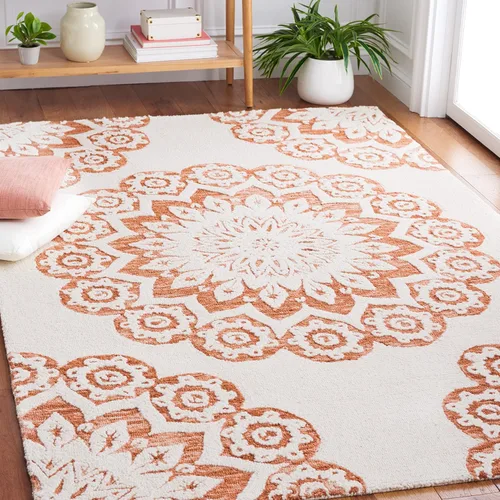 Vista 5 de SAFAVIEH Blossom Collection - Alfombra decorativa, 2 x 3 pies, color marfil y beige, lana hecha a mano, ideal para zonas de alto tráfico en entrada