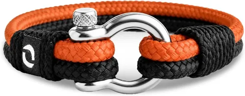Vista 10 de Pulsera de cuerda para hombre, grillete plateado de acero inoxidable, extremadamente duradera y resistente a los arañazos, impermeable, hecha a Beige
