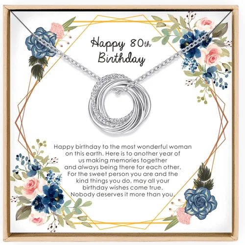Vista 15 de Regalos de cumpleaños para mujer, collar de plata de ley 30, 40, 50, 60, 70, 80, 90, cumpleaños, 3, 4, 5, 6, 7, 8, 9, joyería de la década de 30