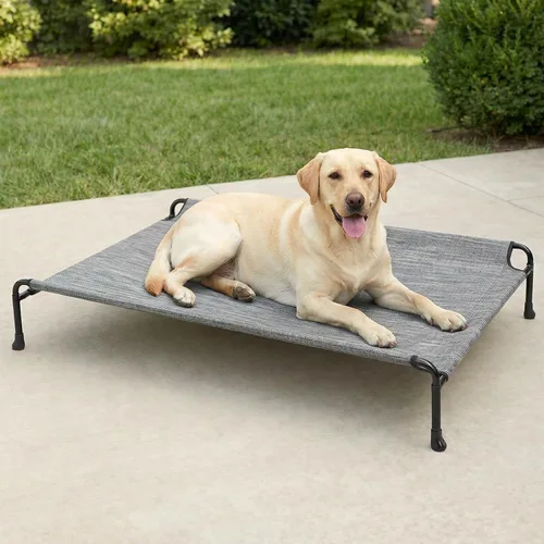 Vista 10 de Veehoo Cama para perros al aire libre, cama elevada para perros grandes, cama elevada para mascotas con reposacabezas, cuna refrescante lavable