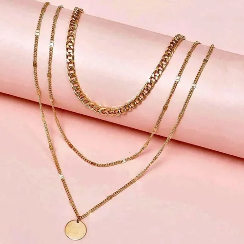 Vista 8 de ASCOMY Collares en capas para mujer, delicado collar de oro chapado en oro de 14 quilates, collar de espiga para mujer, collar de cruz de perlas