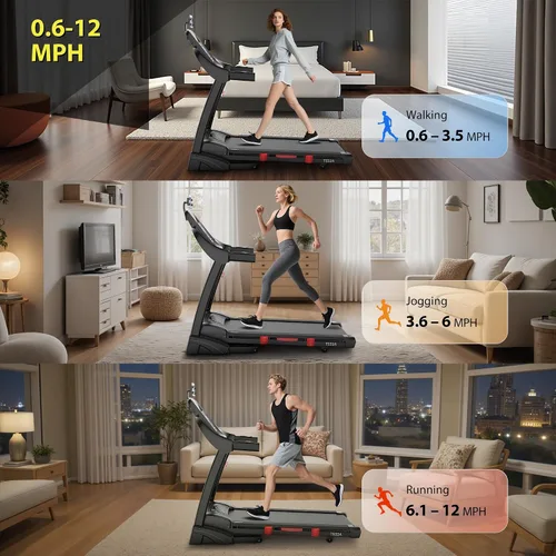 Vista 5 de Cinta de correr con ventilador, caminadora plegable de 5.1 HP con capacidad