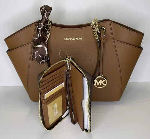 Vista 3 de MICHAEL Michael Kors Jet Set Bolsa de hombro de cadena grande con cartera grande para teléfono y bufanda delgada