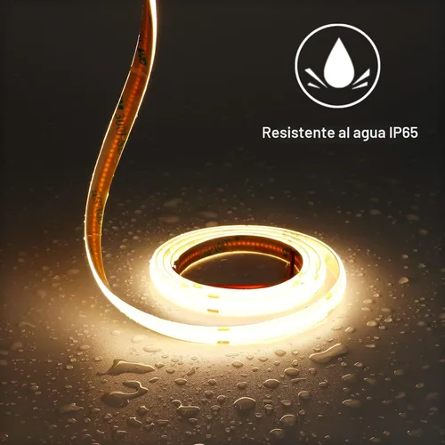 Vista 2 de TOPAI Tira de luz LED COB de 12 V, 3000 K, blanco cálido, impermeable, IP65, 480 LEDs/M, súper brillante, 4000 lúmenes, CRI>90, 16.4 pies, sin