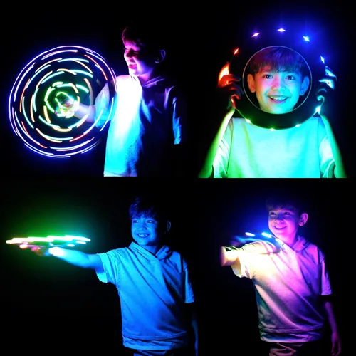 Vista 5 de TOSY Flying Ring - 36 RGB Multicolor or 12 Monocolor LEDs, Super Bright, Lost Mode, Auto Light Up, Camping Essentials for Kid/Teen/Boy/Girl, Safe &