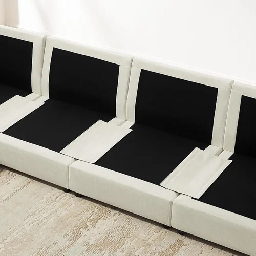 Vista 9 de VANOMi Sofá modular modular en forma de L de 98 pulgadas con otomana Beige