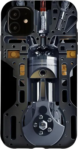 Vista 8 de Mecánico Motor Metal Pistón Cilindros Metal PC Case para iPhone 17