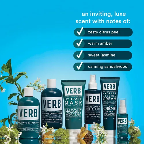 Vista 7 de VERB Hydrate Oil - Add Moisture -Increases Shine - Smooth Frizz - Heat Protection for Dry + Frizzy Hair - Amber + Warm Jasmine Scent