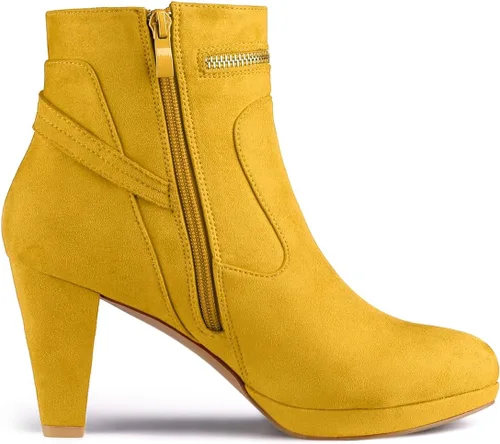 Vista 6 de Allegra K Botas de tacón medio con punta redonda para mujer