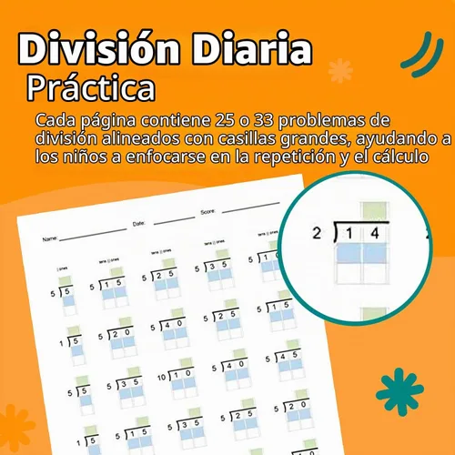 Vista 3 de Channie's Libros de trabajo de una página al día de un solo dígito nivel 1 para principiantes de división visual para enseñanza y aprendizaje
