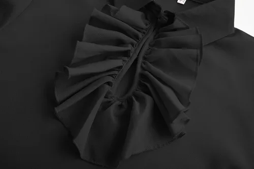 Vista 4 de Eymitory Camisa medieval de pirata para niños, camisa renacentista con volantes, jacobita escocés, Ghillie, tops para niños, disfraz gótico