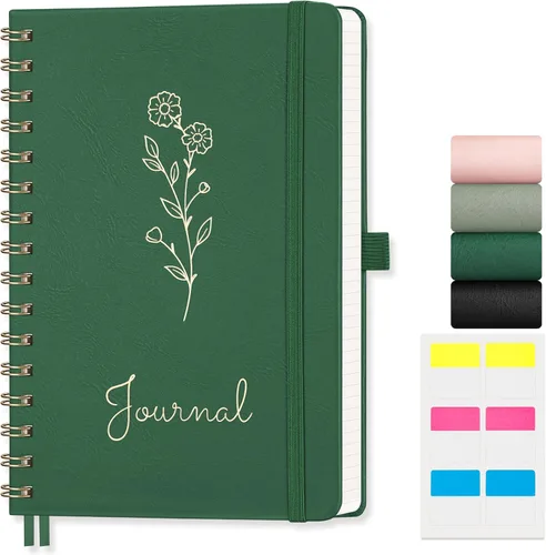 Vista 19 de EMSHOI Cuaderno de espiral con puntos, tapa dura de cuero, papel grueso de 3.53 oz/m², cuaderno de cuadrícula de puntos de 0.197 in para diario