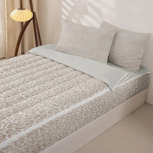 Vista 3 de Feelyou Juego de edredón con cremallera de leopardo tamaño individual Juegos de cama con cremallera y estampado animal para decoración de Marrón