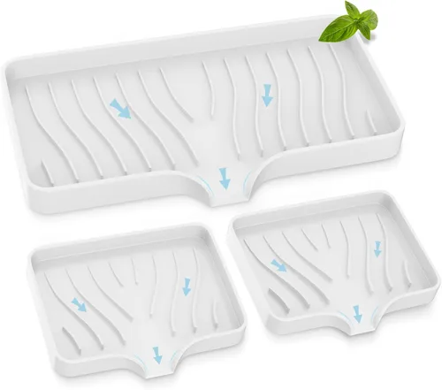 Vista 9 de Bandeja para fregadero de cocina, bandeja de jabón de cocina autodrenante, soporte de esponja de silicona para fregadero de cocina, baño