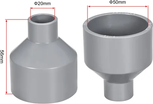 Vista 2 de uxcell PVC DWV Reductor Acoplamiento Schedule 40 Gris 0.787 in x 1.969 in Socket 2Pcs
