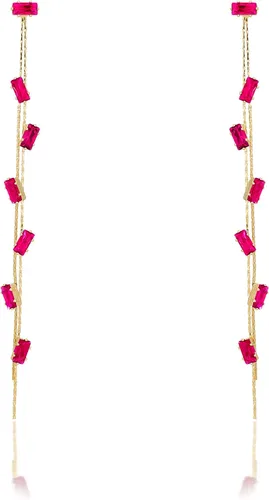 Vista 10 de Concept8 Pendientes largos hipoalergénicos y libres de níquel con zirconia, poste de plata de ley 925 para mujer Cristal transparente