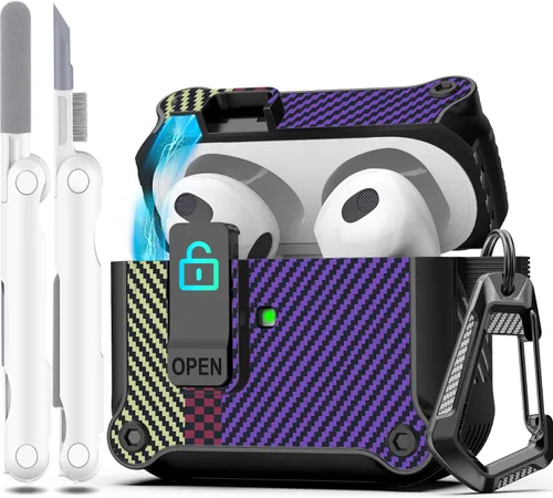Vista 53 de R-fun Funda de carga compatible con AirPods de 2ª generación 2019, 1ª generación 2016, protección completa contra caídas, tapa desplegable