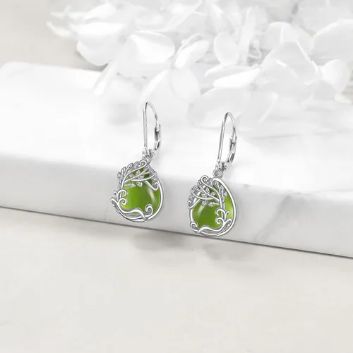 Vista 116 de Aretes colgantes con forma de lágrima de filigrana de piedra lunar de plata de ley 925 con cierre de palanca para mujer, regalos de joyería